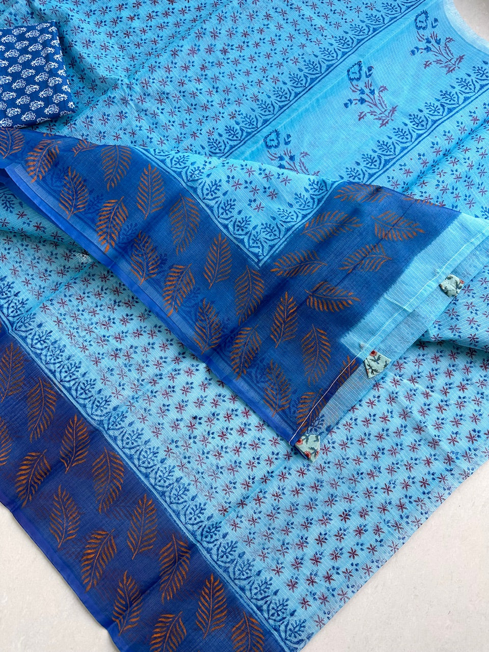 HandBlock Printed Kota Cotton Doria Saree