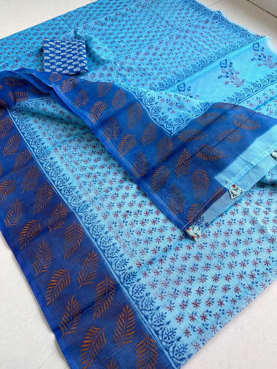 HandBlock Printed Kota Cotton Doria Saree