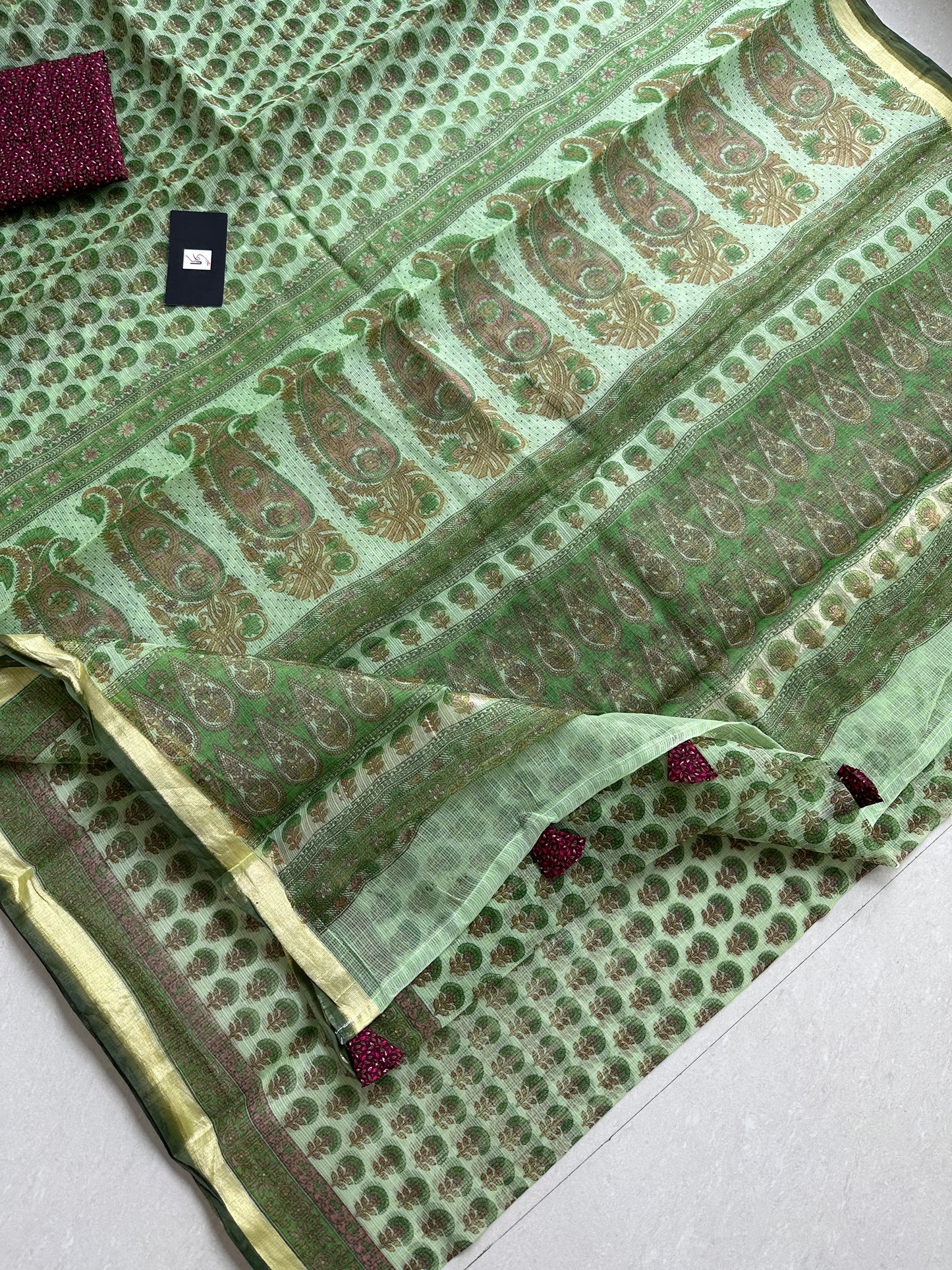 HandBlock Printed Kota Cotton Doria Saree