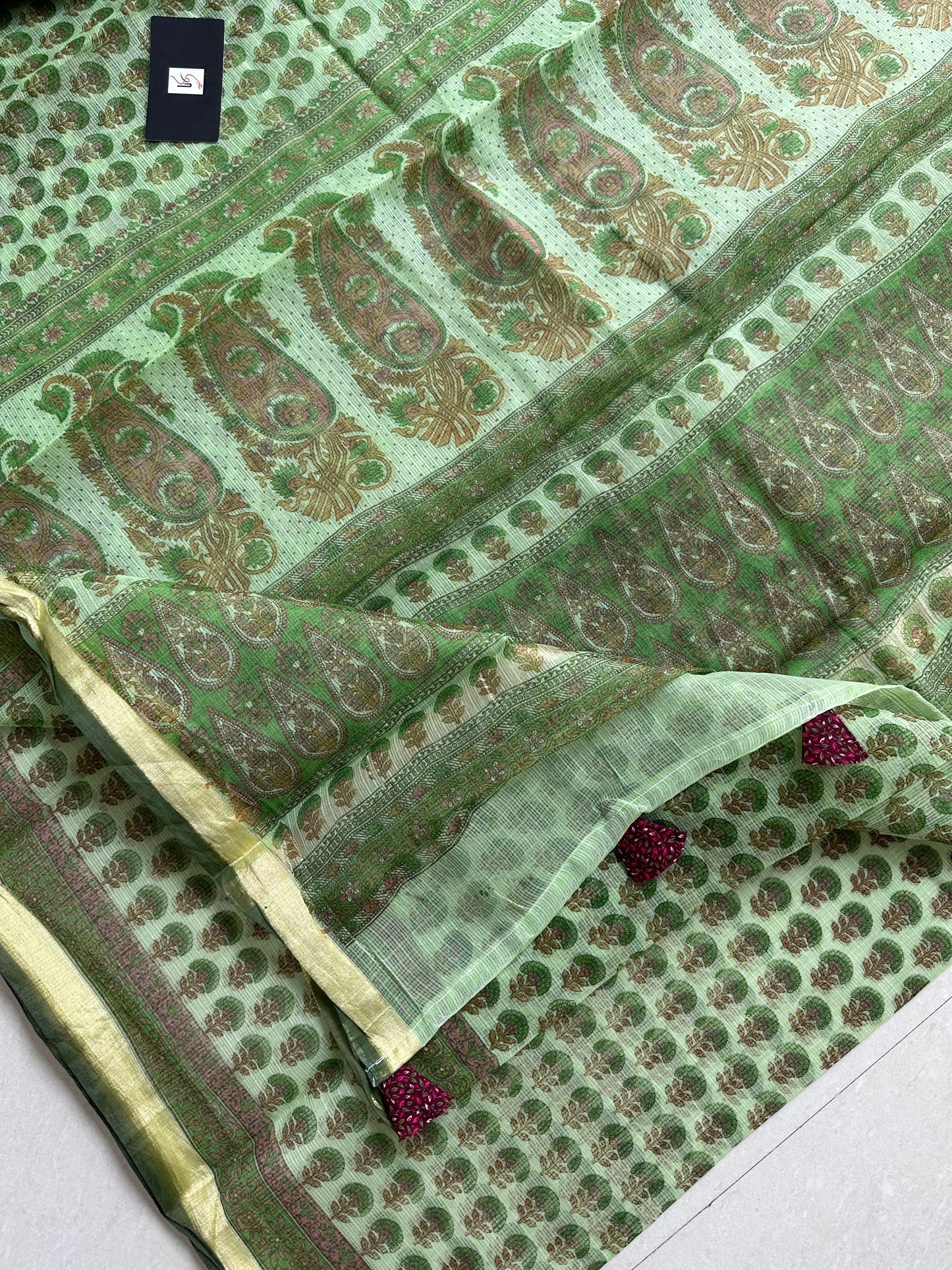 HandBlock Printed Kota Cotton Doria Saree