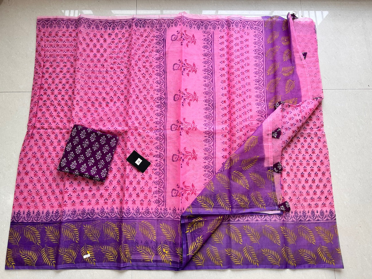 HandBlock Printed Kota Cotton Doria Saree