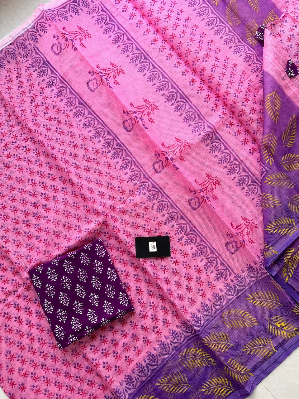 HandBlock Printed Kota Cotton Doria Saree