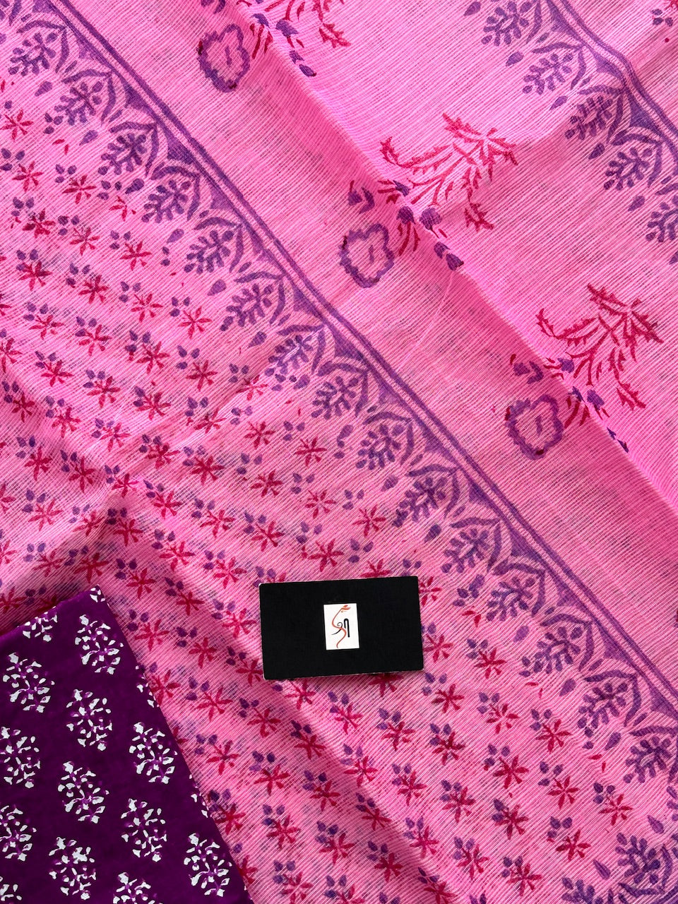 HandBlock Printed Kota Cotton Doria Saree