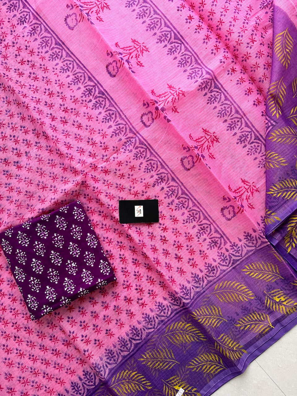 HandBlock Printed Kota Cotton Doria Saree