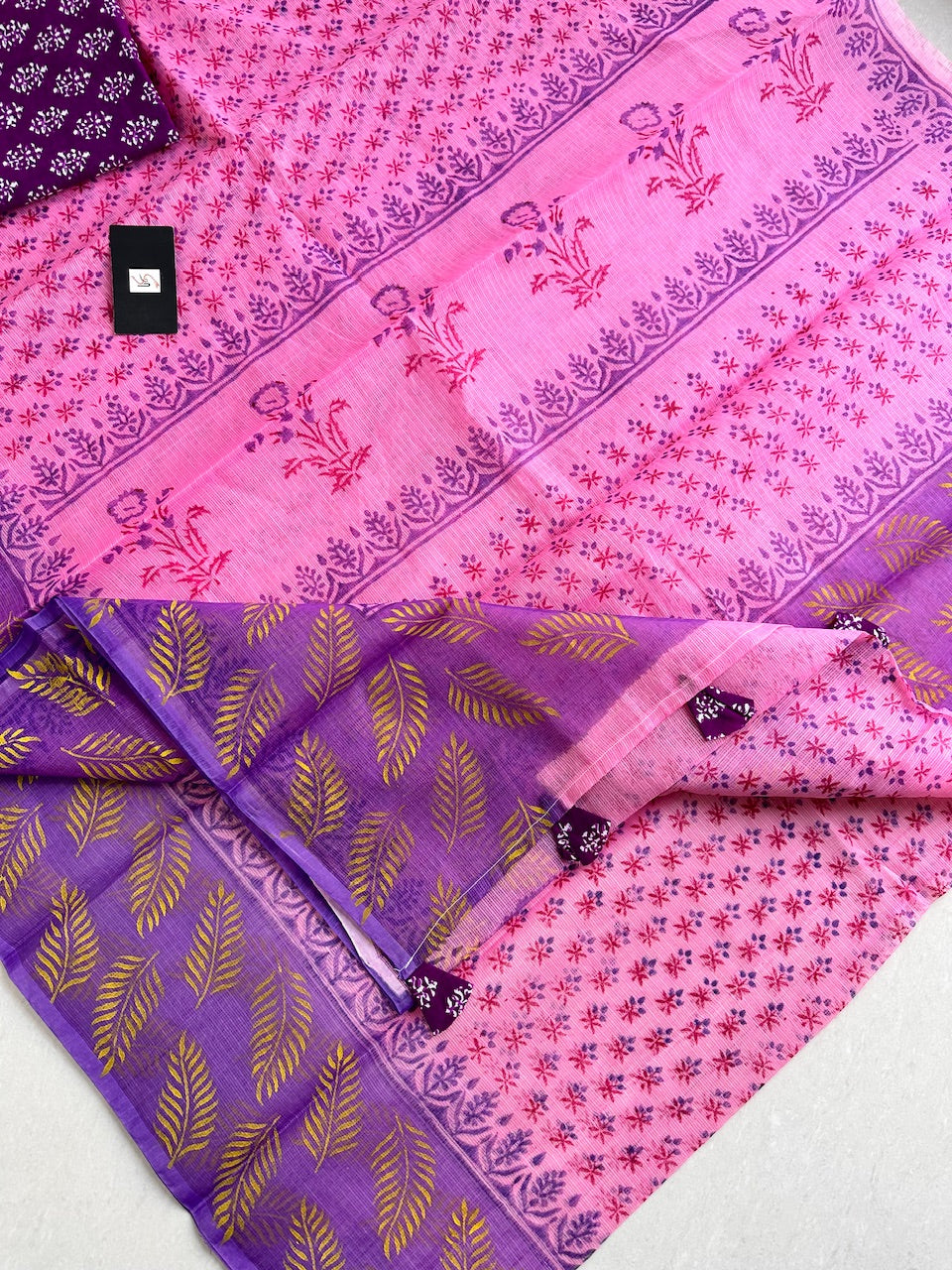 HandBlock Printed Kota Cotton Doria Saree