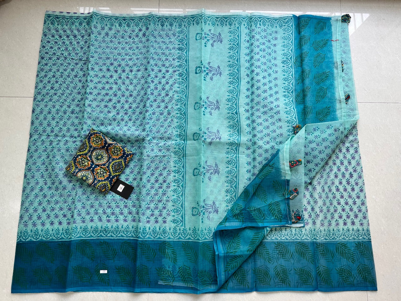 HandBlock Printed Kota Cotton Doria Saree