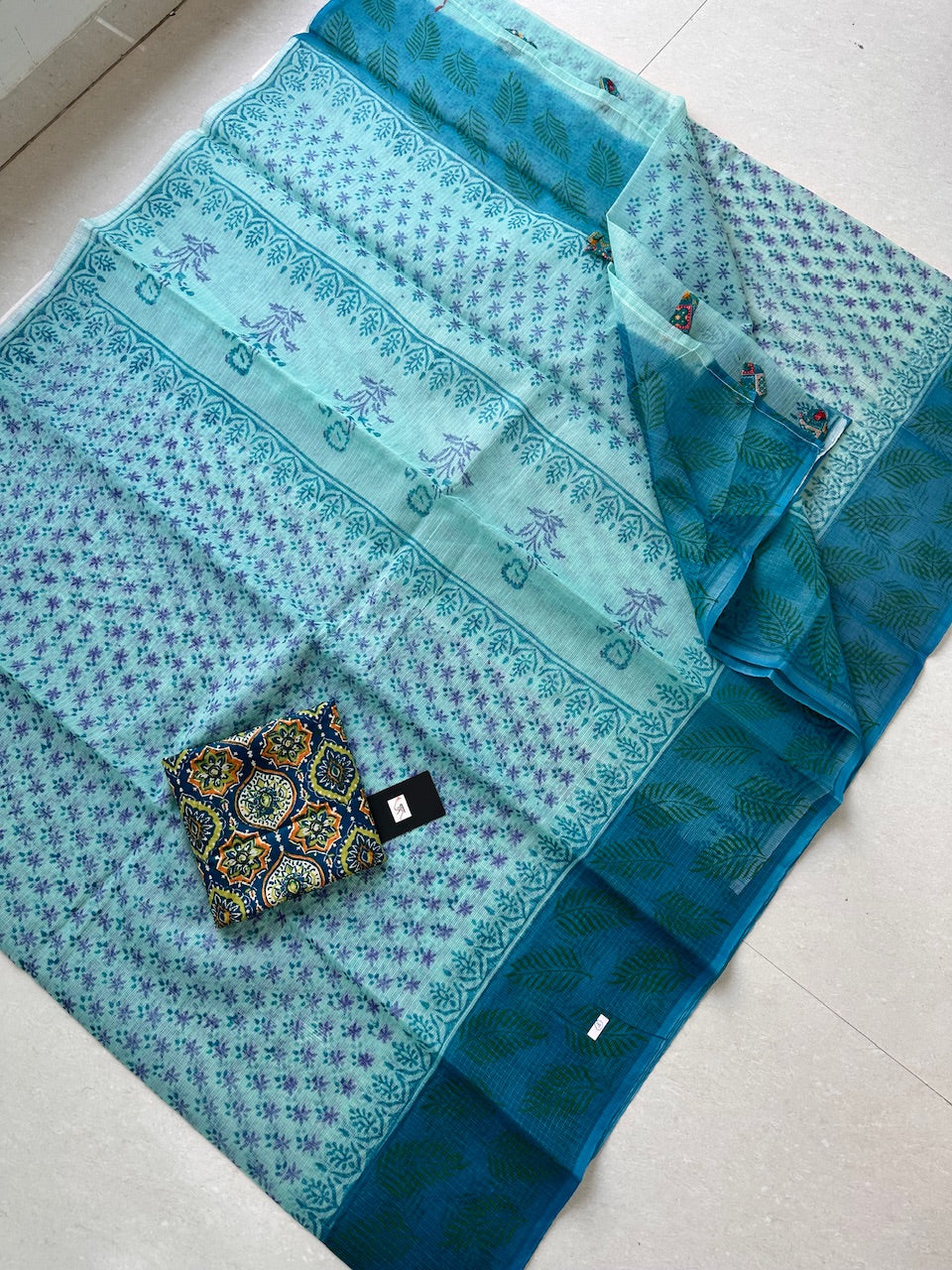 HandBlock Printed Kota Cotton Doria Saree