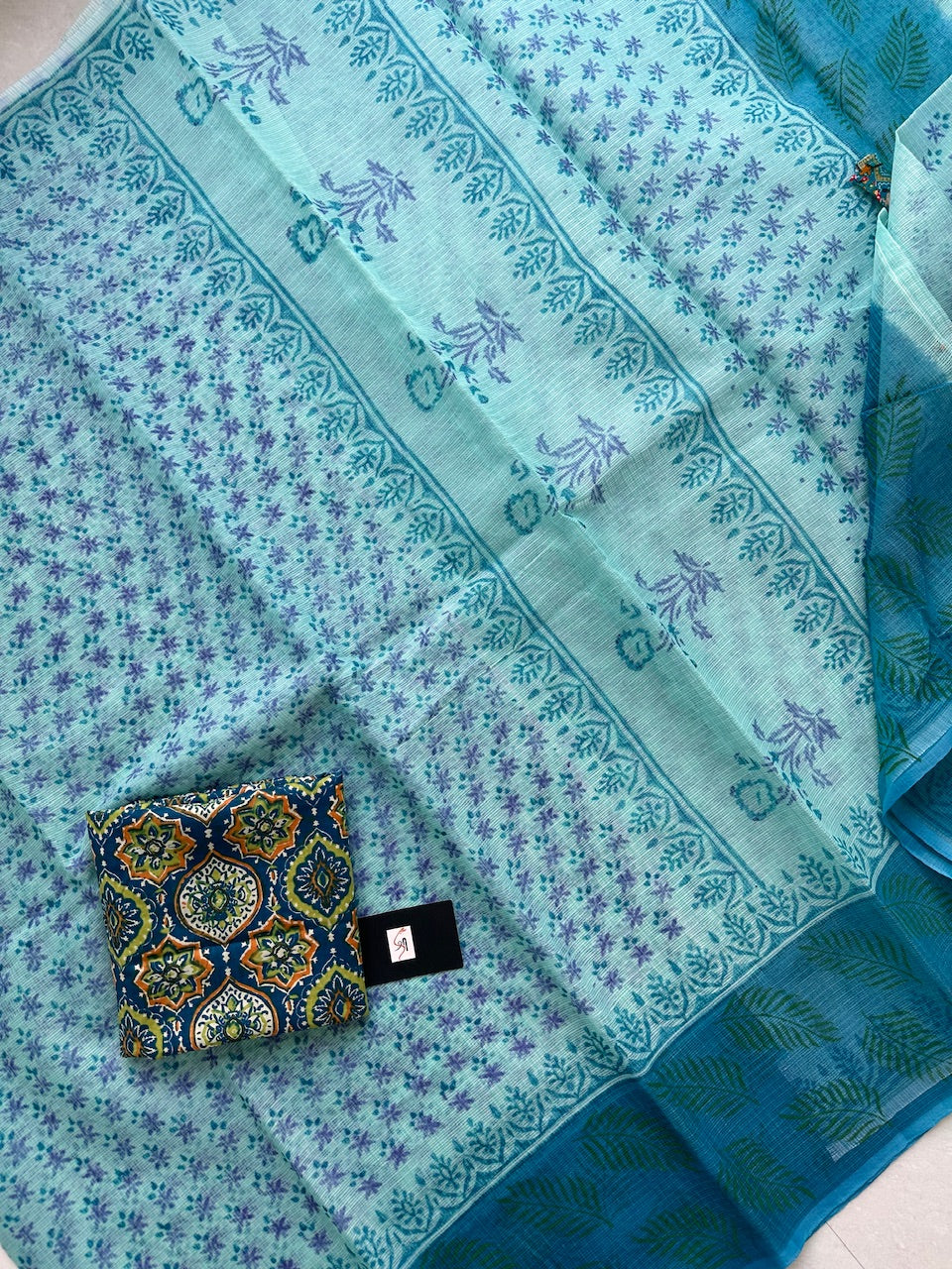 HandBlock Printed Kota Cotton Doria Saree