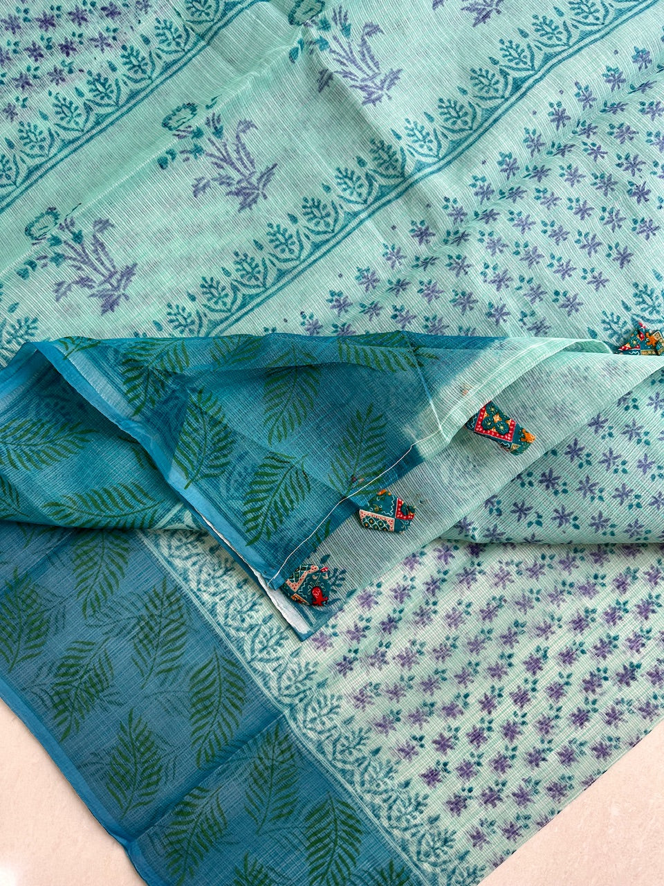 HandBlock Printed Kota Cotton Doria Saree