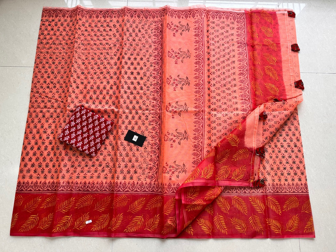 HandBlock Printed Kota Cotton Doria Saree