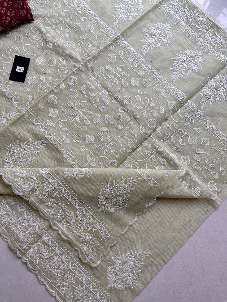 Embroidered Kota Cotton Doria Saree