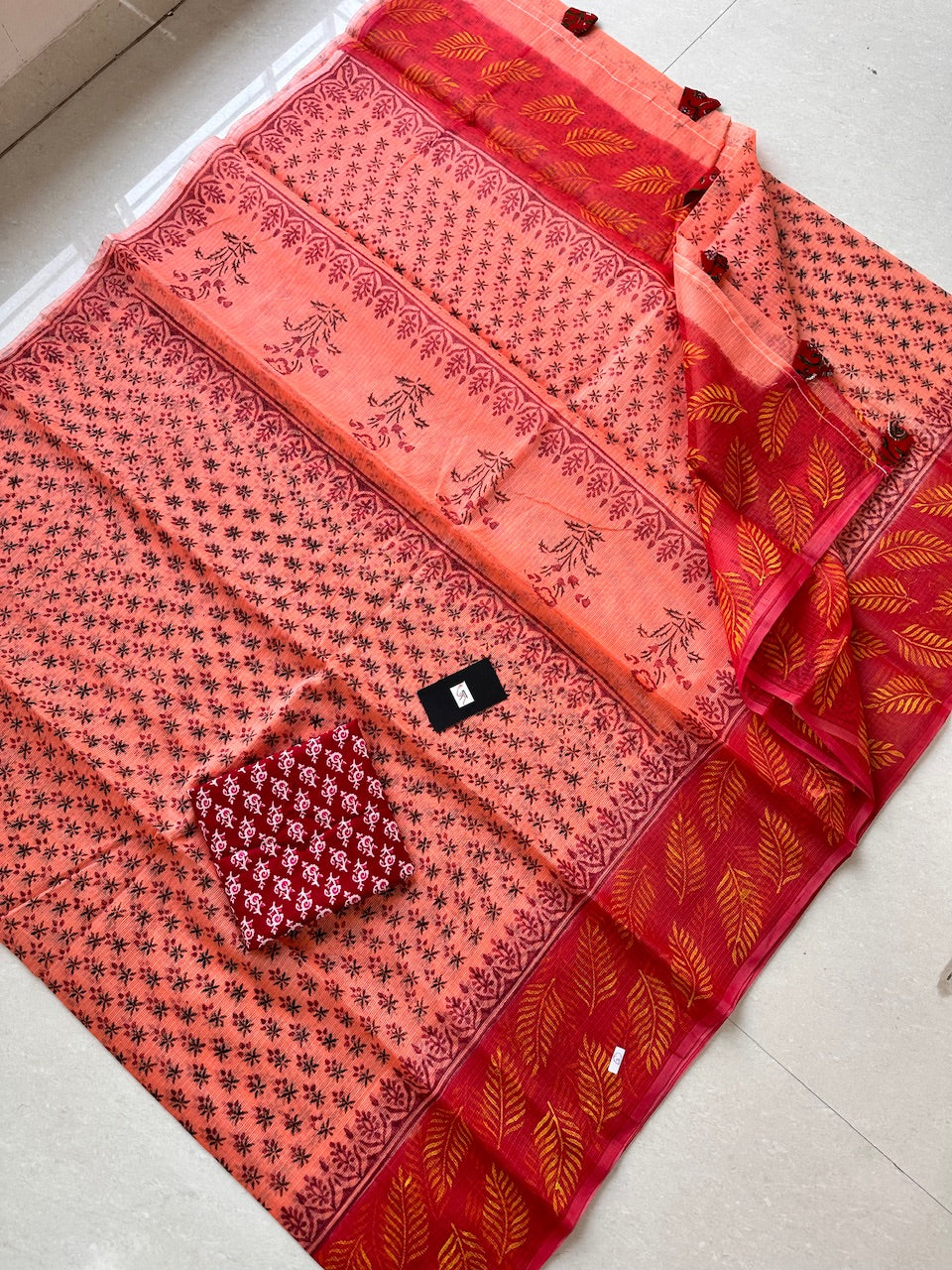 HandBlock Printed Kota Cotton Doria Saree