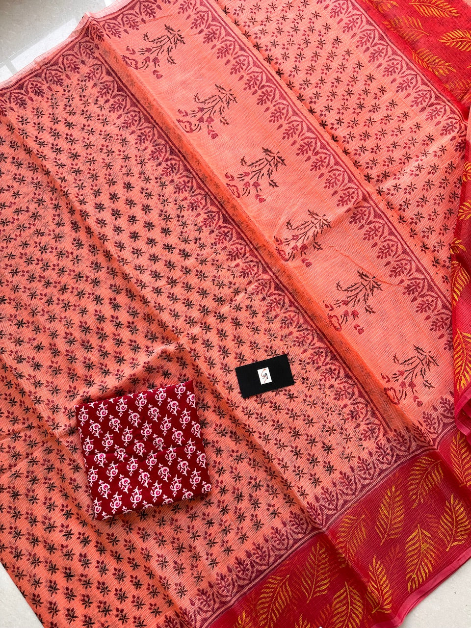 HandBlock Printed Kota Cotton Doria Saree