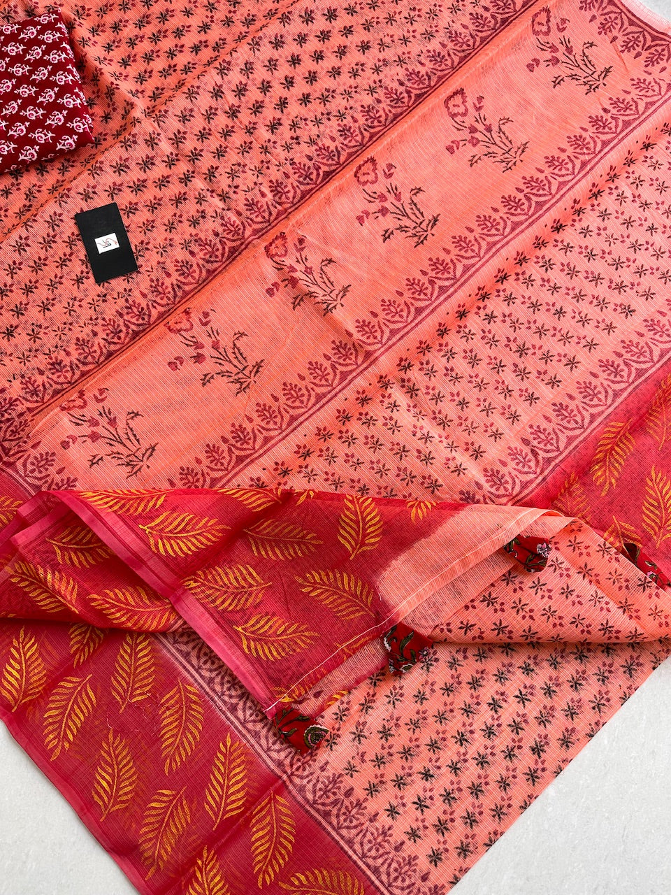 HandBlock Printed Kota Cotton Doria Saree