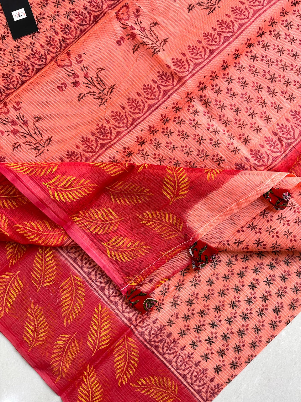 HandBlock Printed Kota Cotton Doria Saree