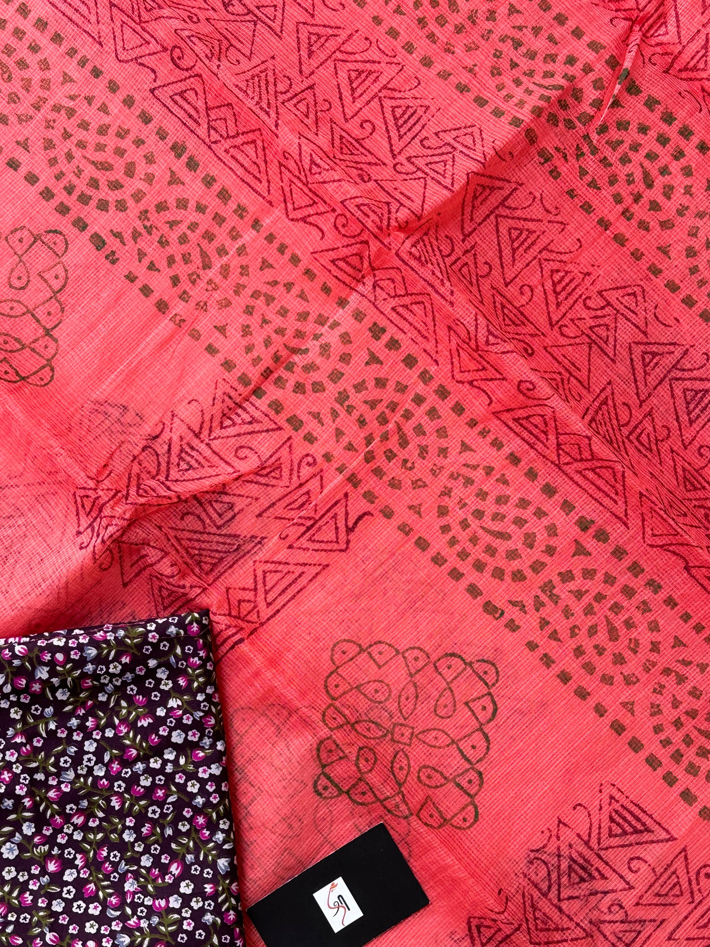 HandBlock Printed Kota Cotton Doria Saree