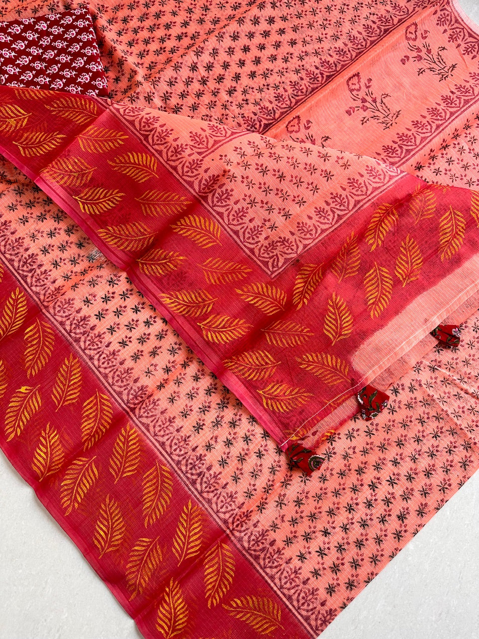 HandBlock Printed Kota Cotton Doria Saree