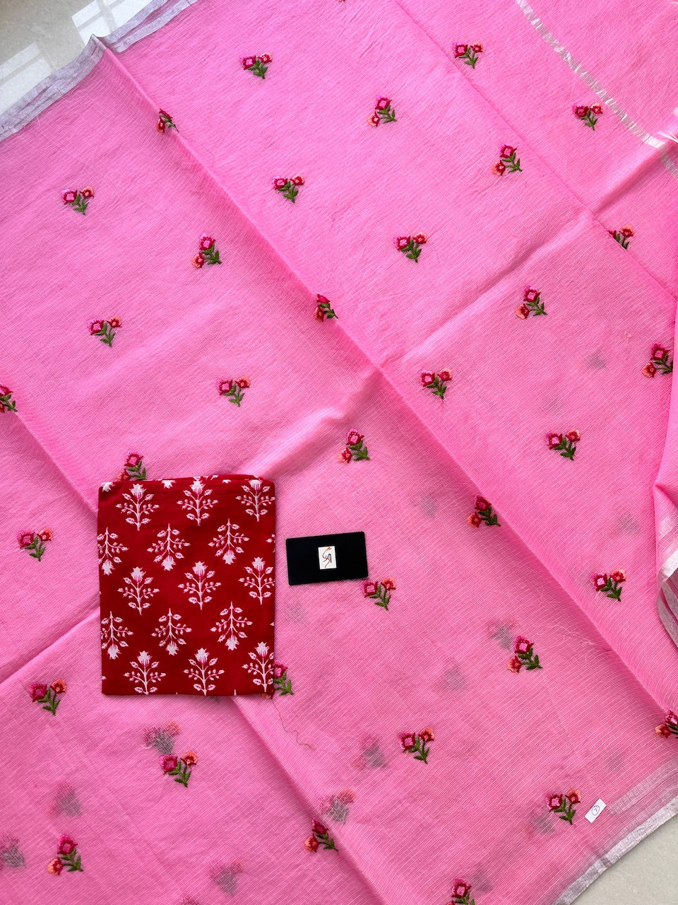 Embroidered Kota Cotton Doria Saree