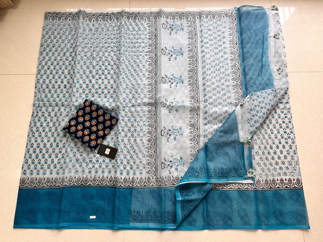 HandBlock Printed Kota Cotton Doria Saree