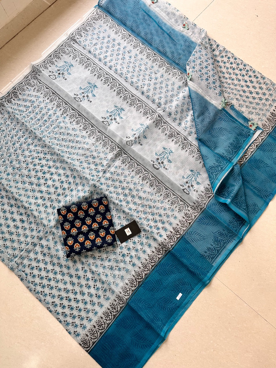 HandBlock Printed Kota Cotton Doria Saree