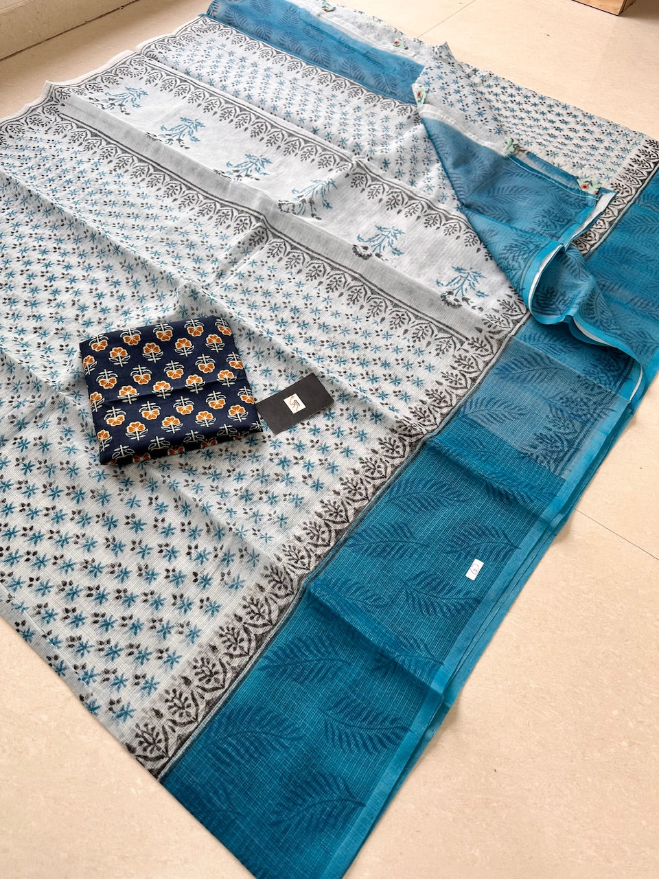 HandBlock Printed Kota Cotton Doria Saree