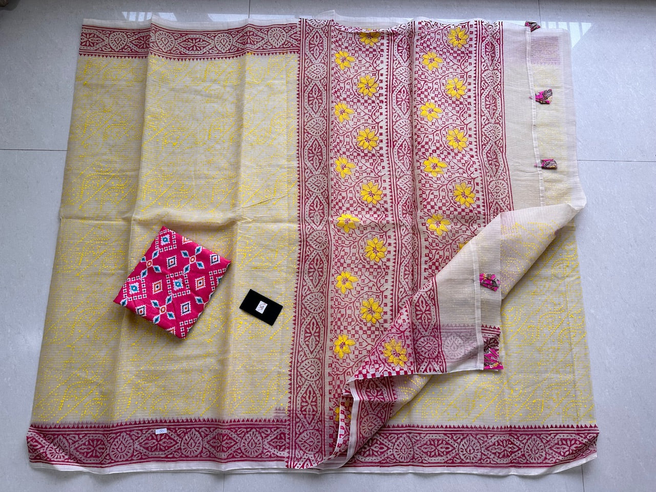 HandBlock Printed Kota Cotton Doria Saree