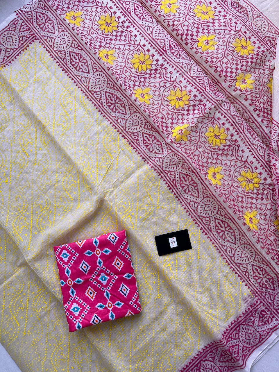 HandBlock Printed Kota Cotton Doria Saree