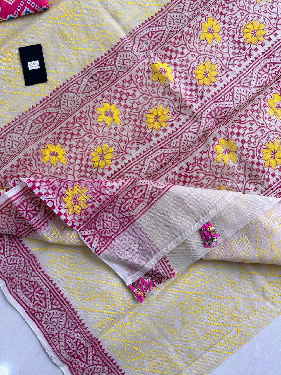 HandBlock Printed Kota Cotton Doria Saree