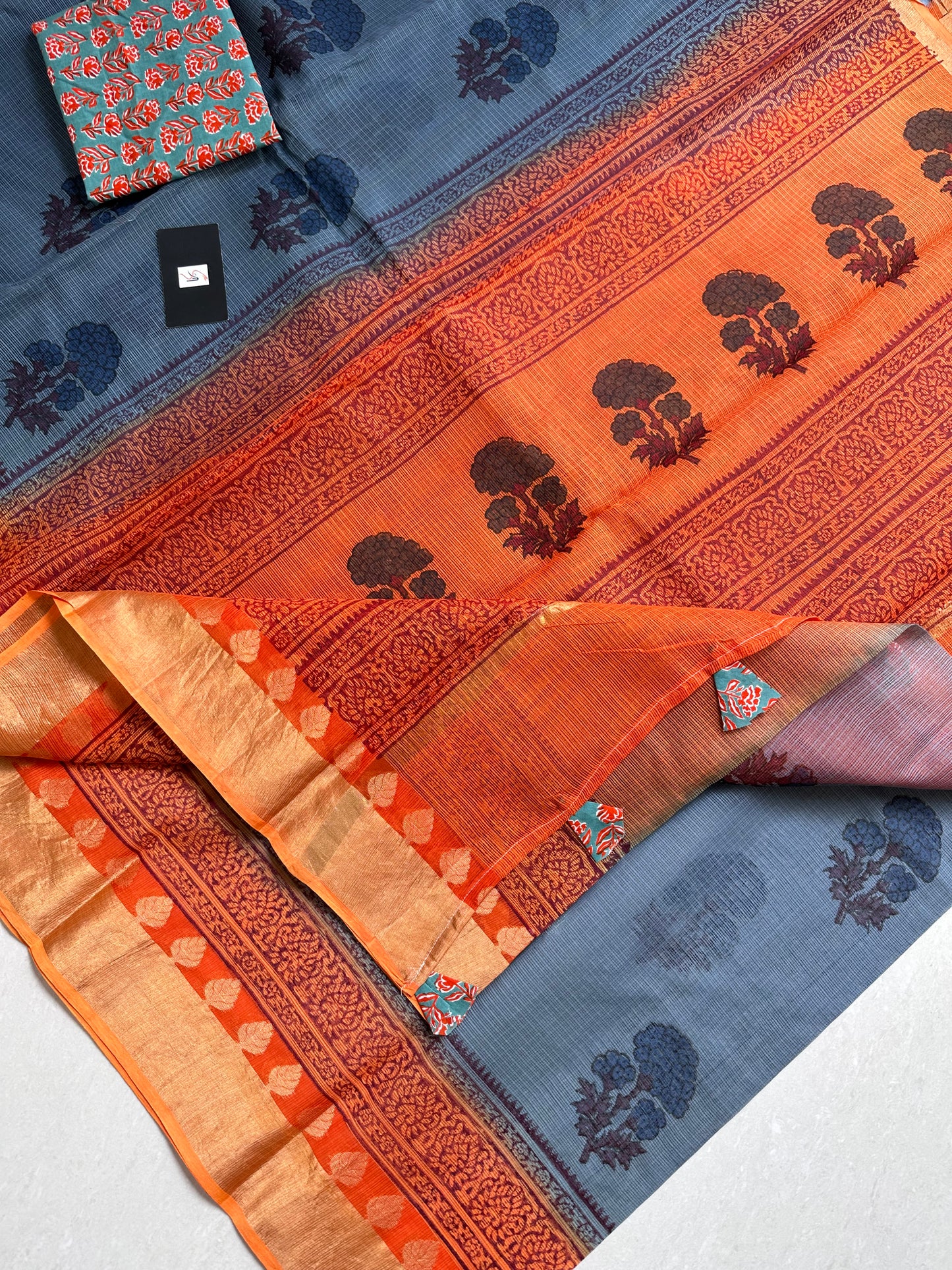 Pure HandBlock Printed Kota Cotton Doria Saree