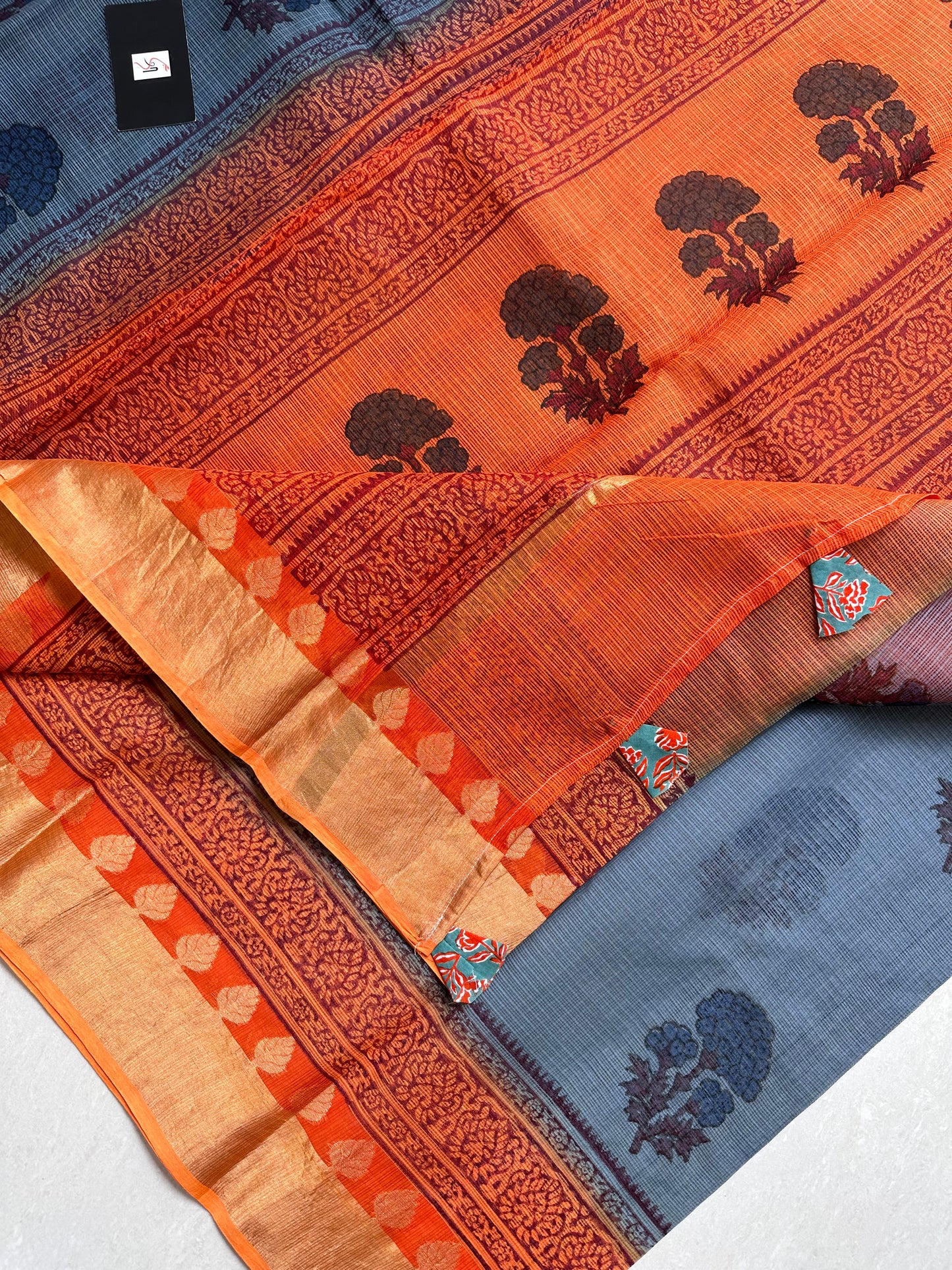 Pure HandBlock Printed Kota Cotton Doria Saree