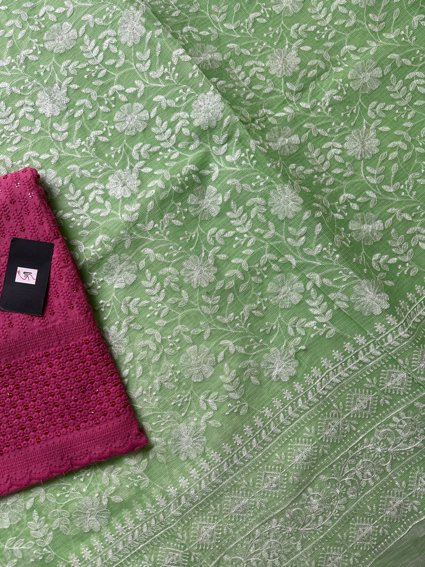 Embroidered Kota Cotton Doria Saree