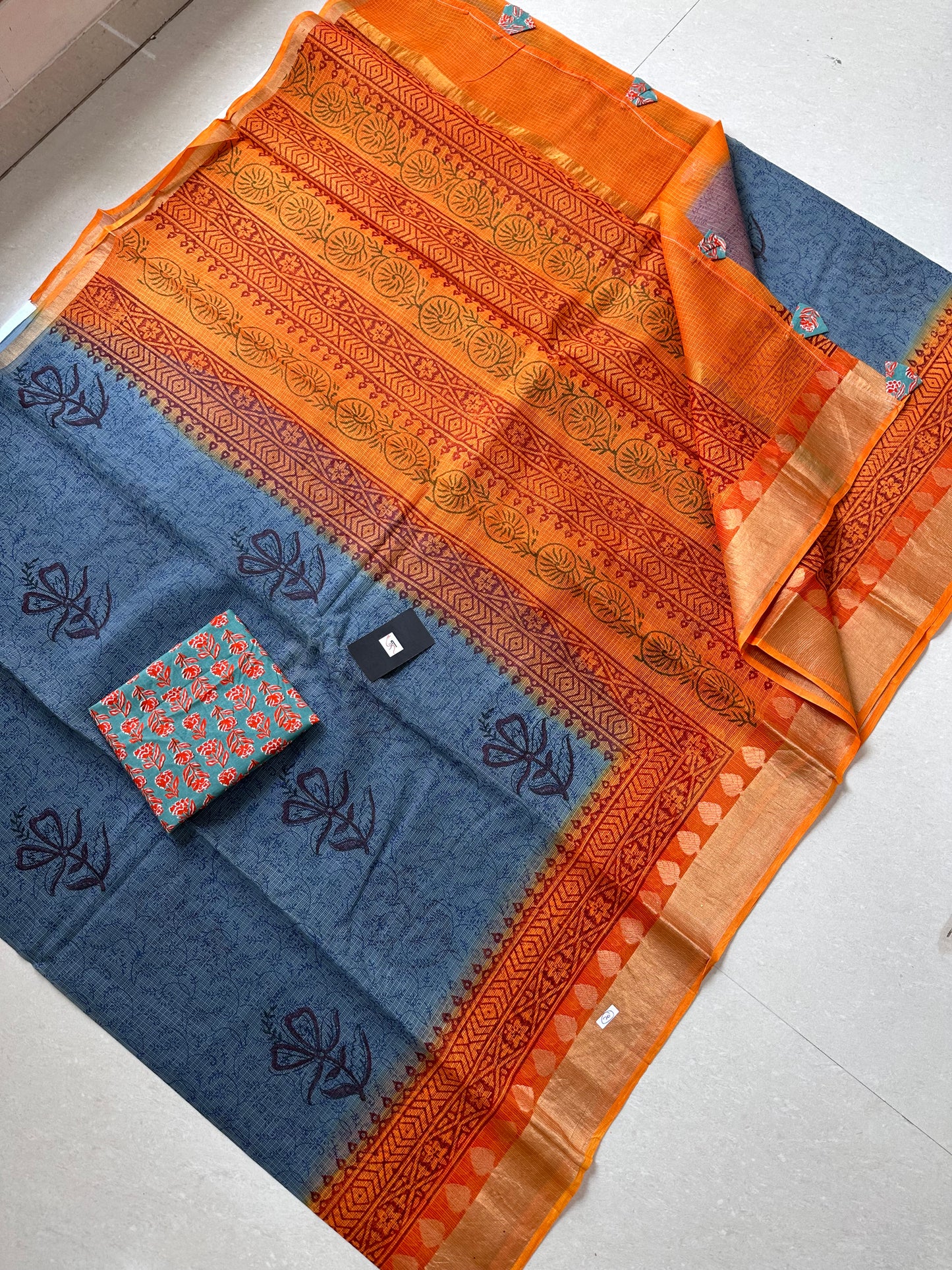 Pure HandBlock Printed Kota Doria Saree