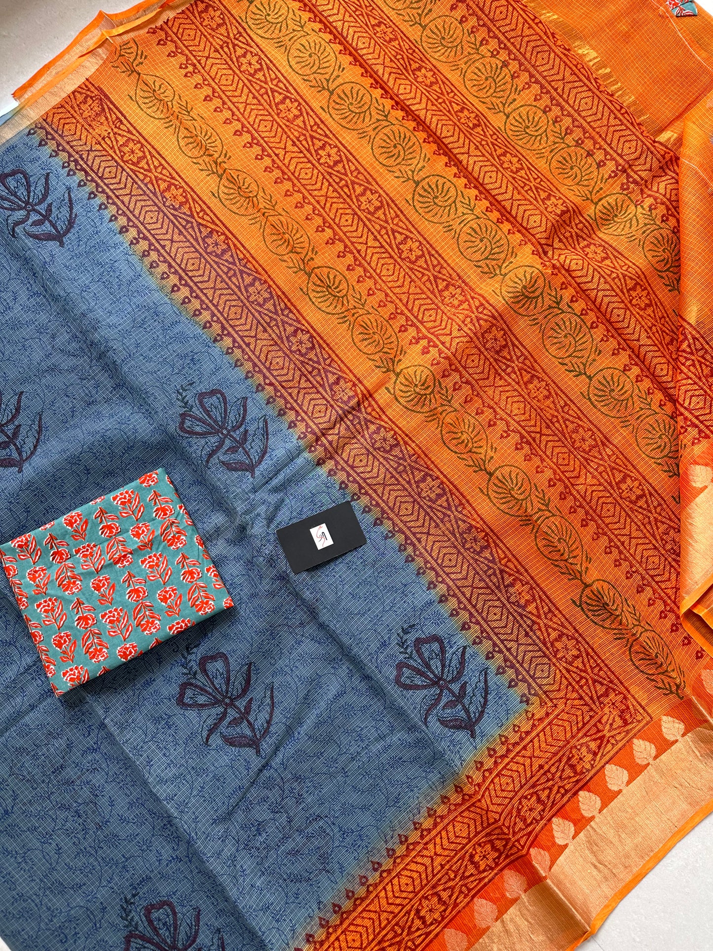 Pure HandBlock Printed Kota Doria Saree