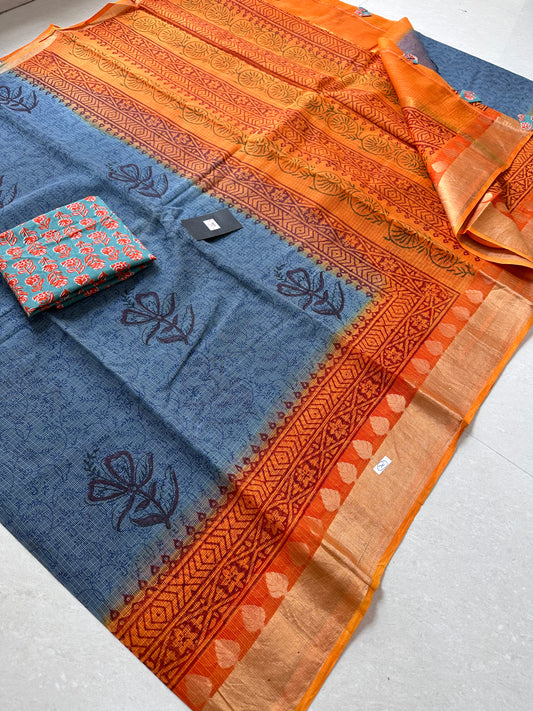 Pure HandBlock Printed Kota Doria Saree