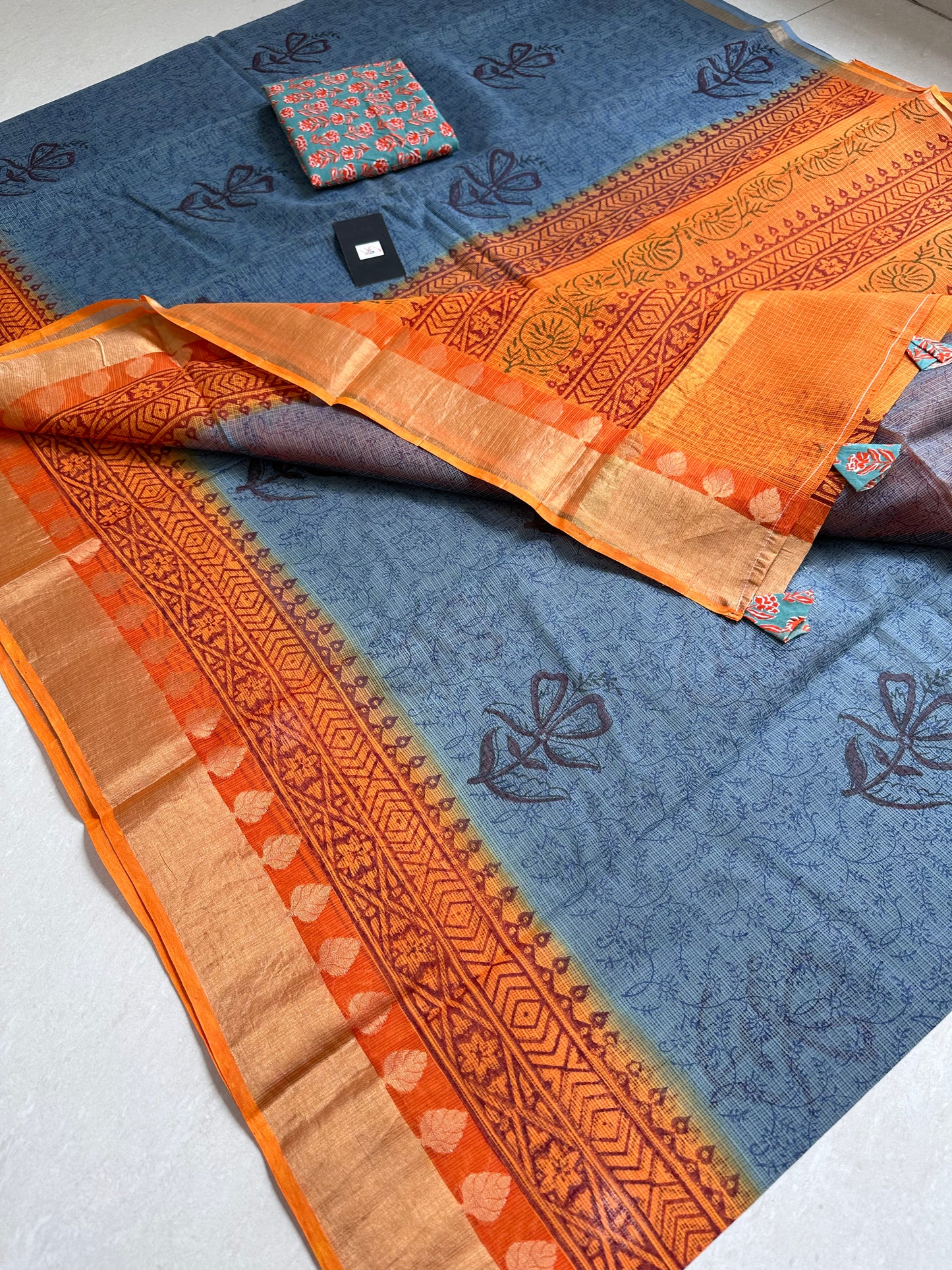 Pure HandBlock Printed Kota Doria Saree