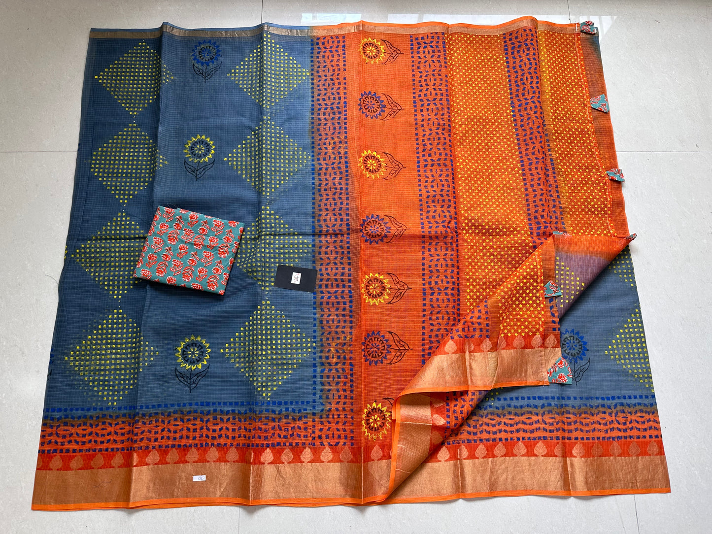 Pure HandBlock Printed Kota Cotton Doria Saree