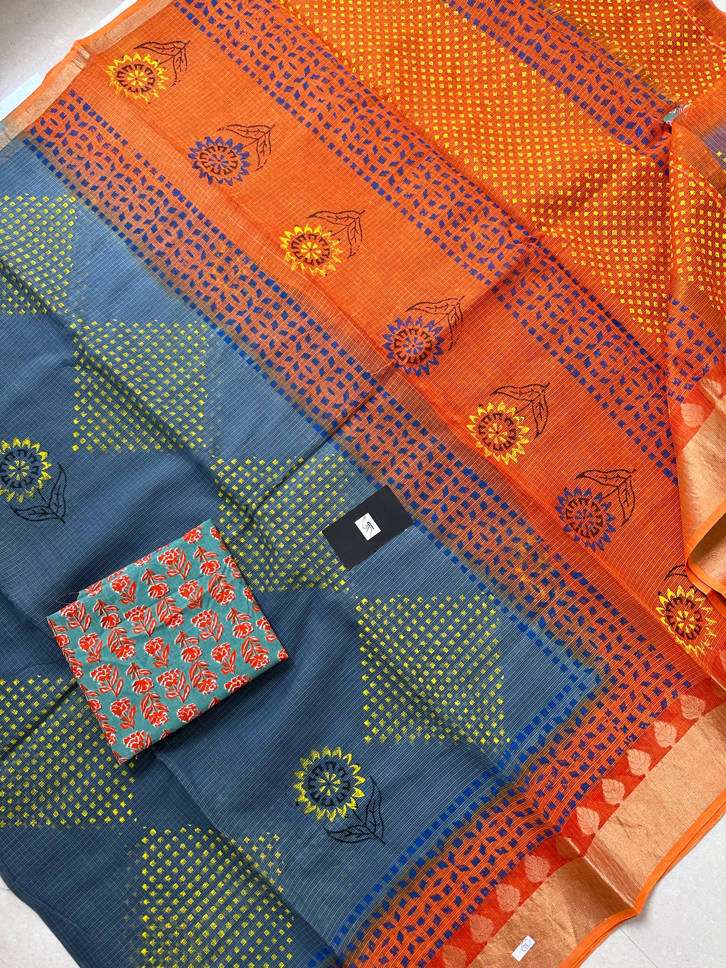 Pure HandBlock Printed Kota Cotton Doria Saree