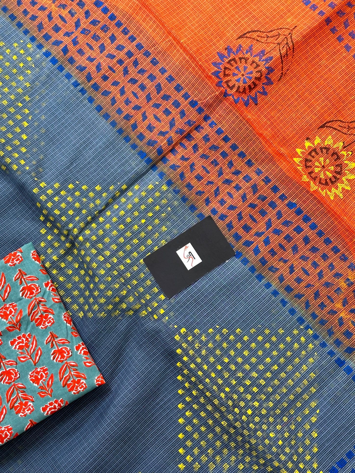 Pure HandBlock Printed Kota Cotton Doria Saree