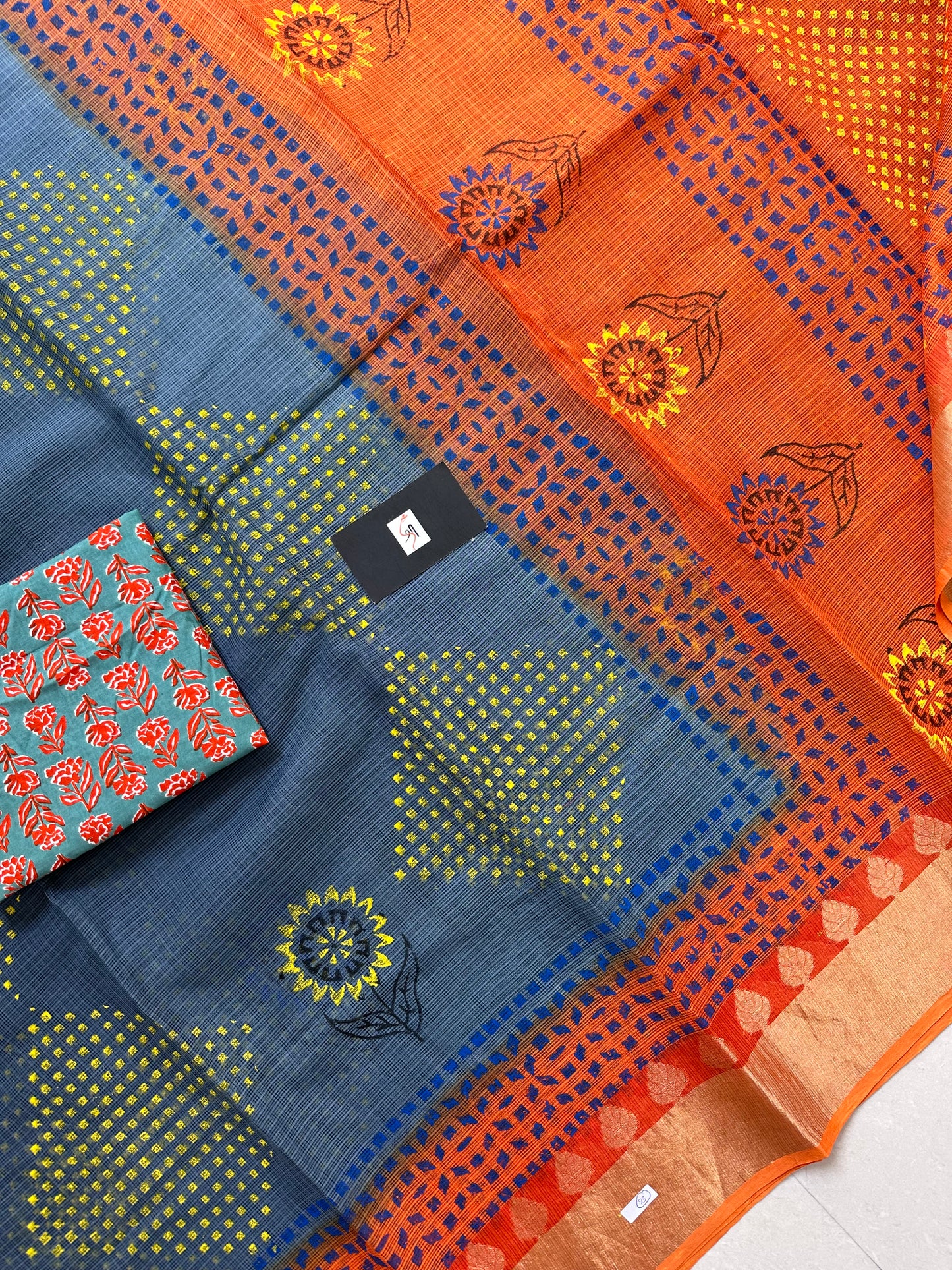 Pure HandBlock Printed Kota Cotton Doria Saree