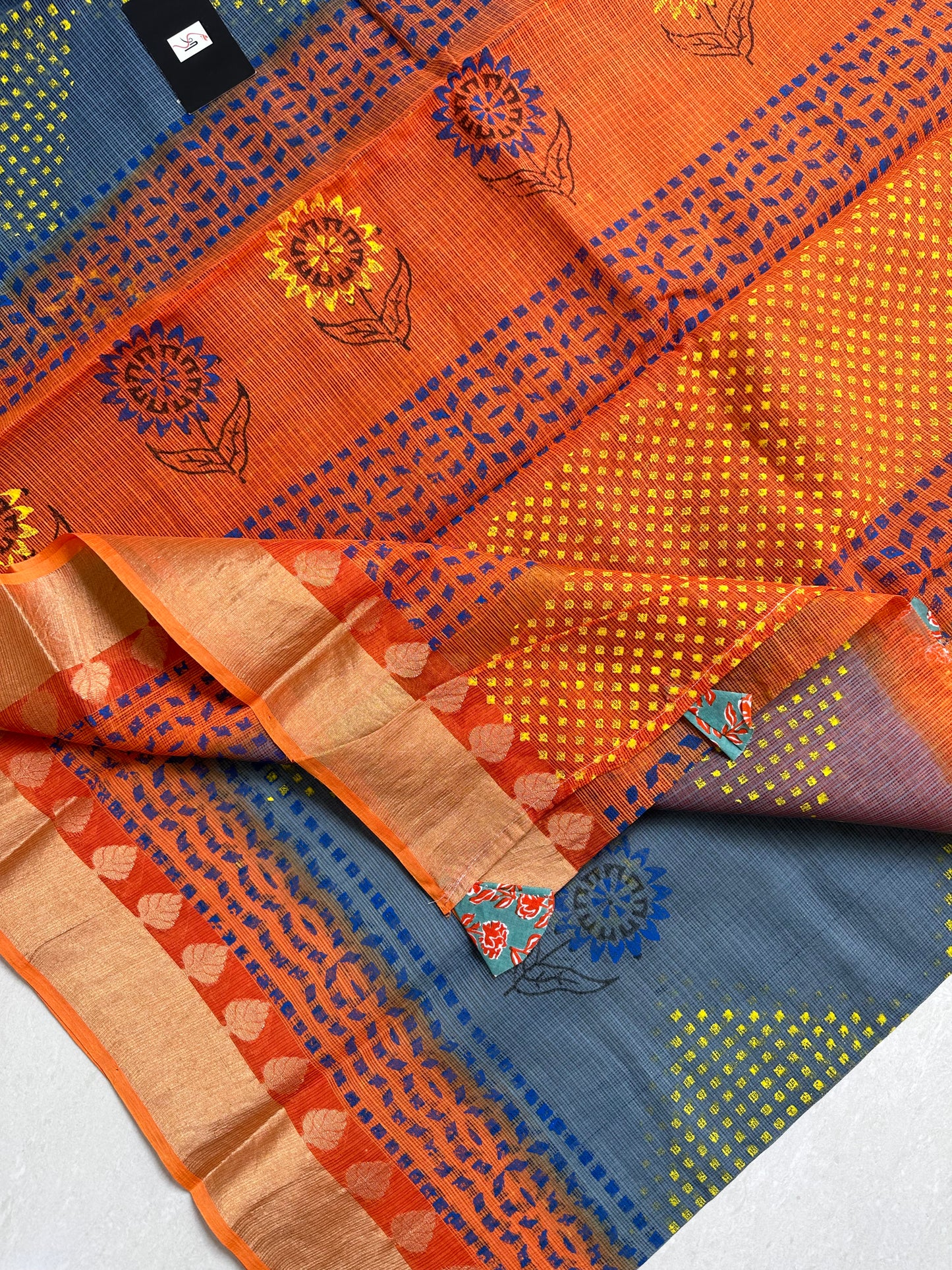 Pure HandBlock Printed Kota Cotton Doria Saree