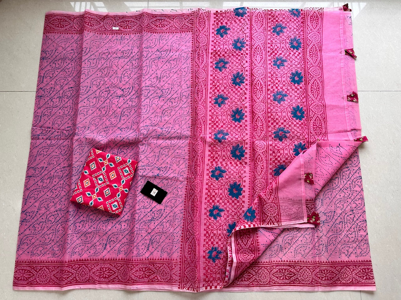 HandBlock Printed Kota Cotton Doria Saree