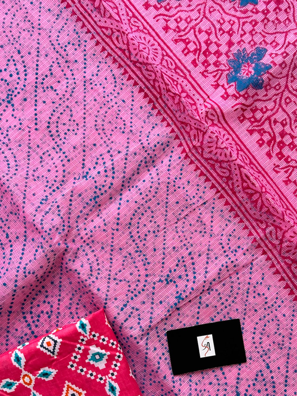 HandBlock Printed Kota Cotton Doria Saree