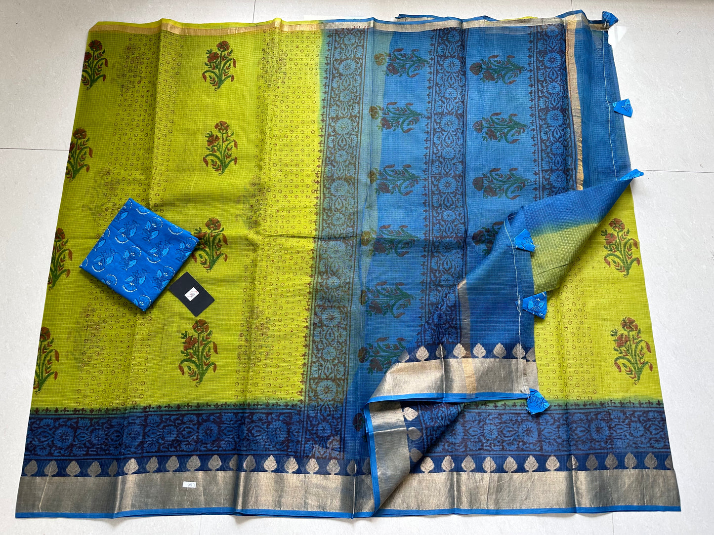 Pure HandBlock Printed Kota Cotton Doria Saree