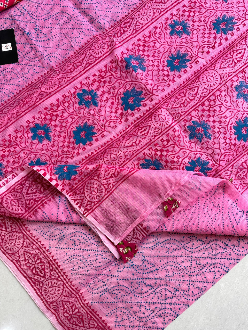 HandBlock Printed Kota Cotton Doria Saree