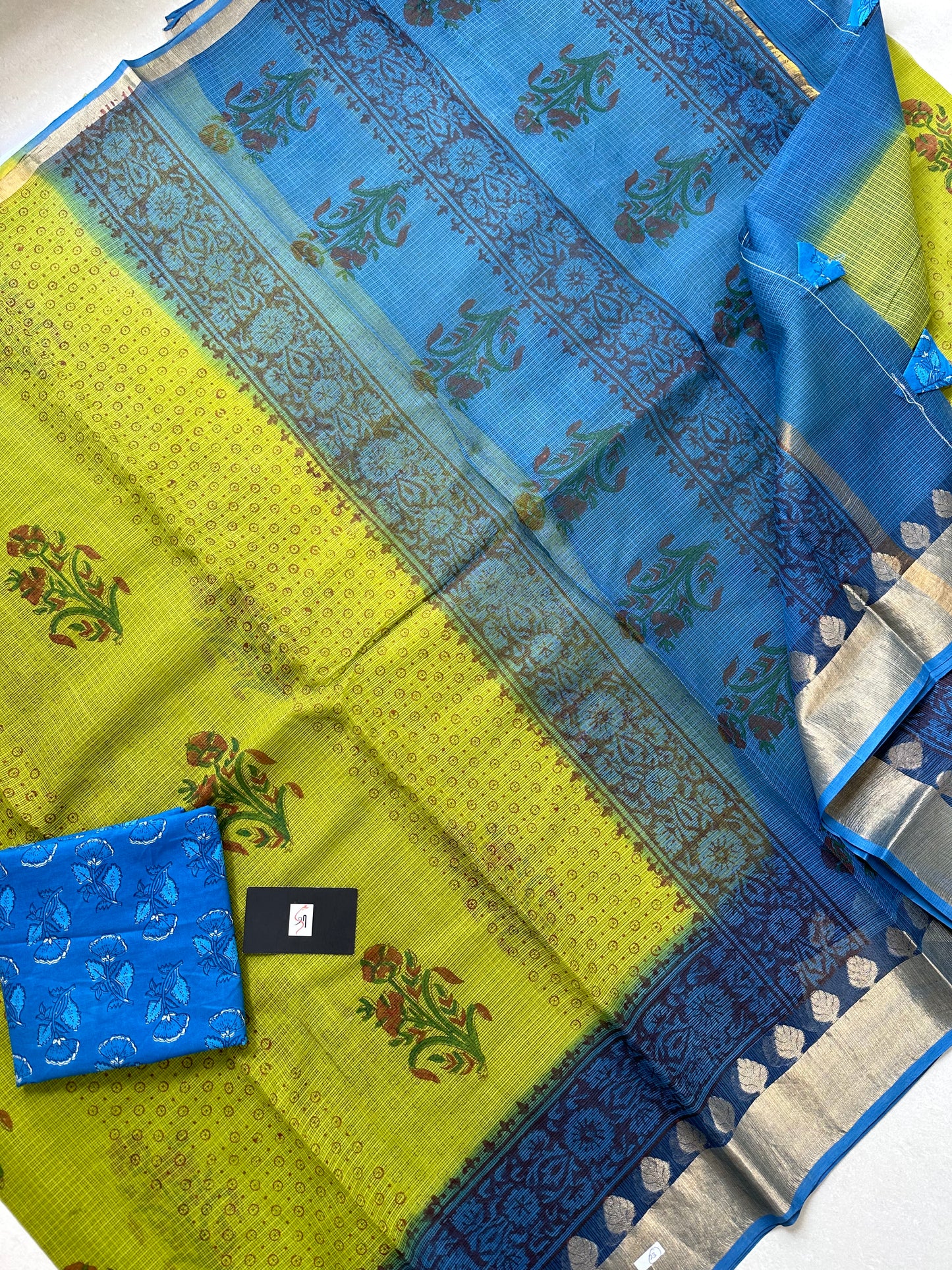 Pure HandBlock Printed Kota Cotton Doria Saree