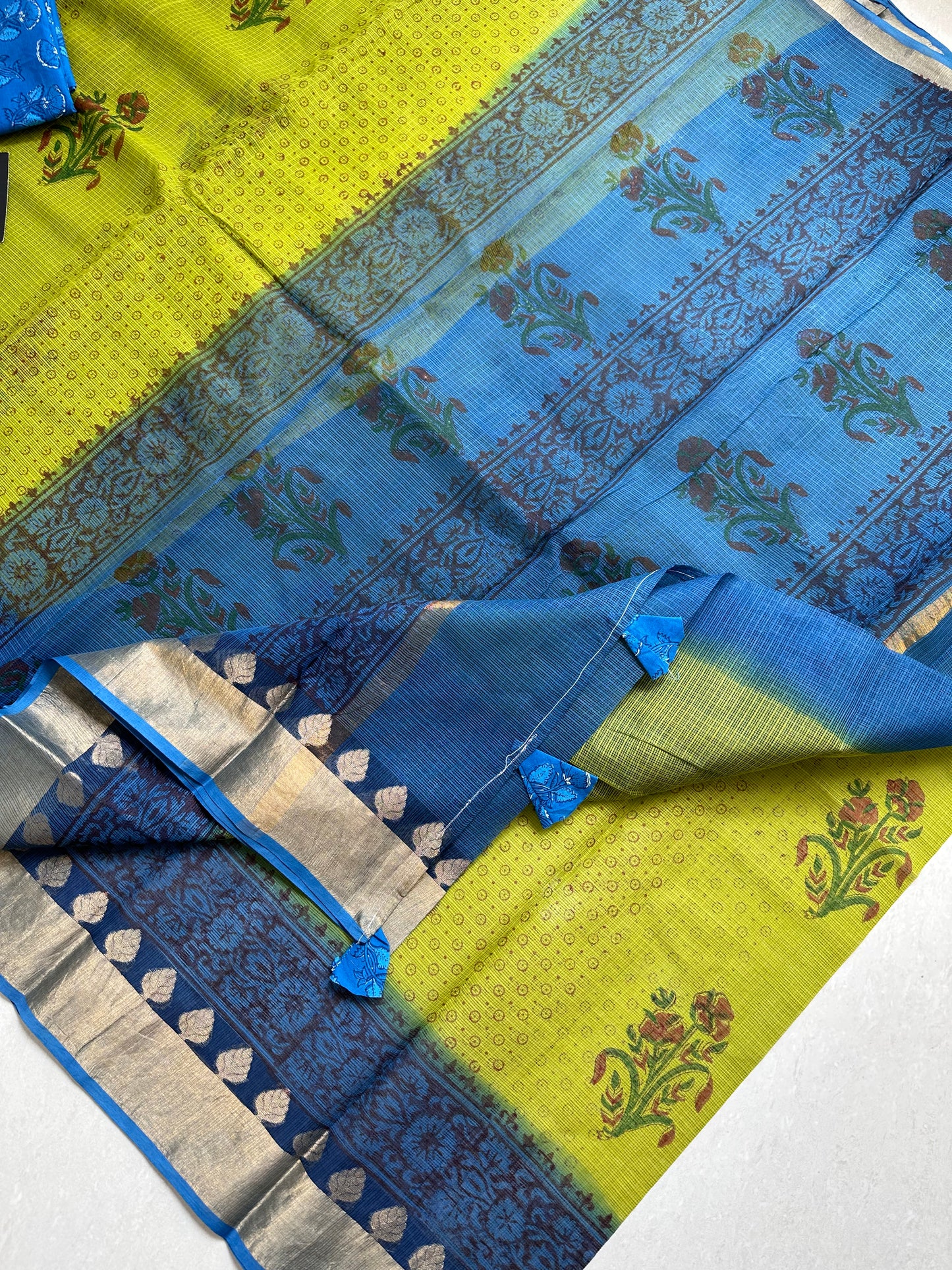 Pure HandBlock Printed Kota Cotton Doria Saree