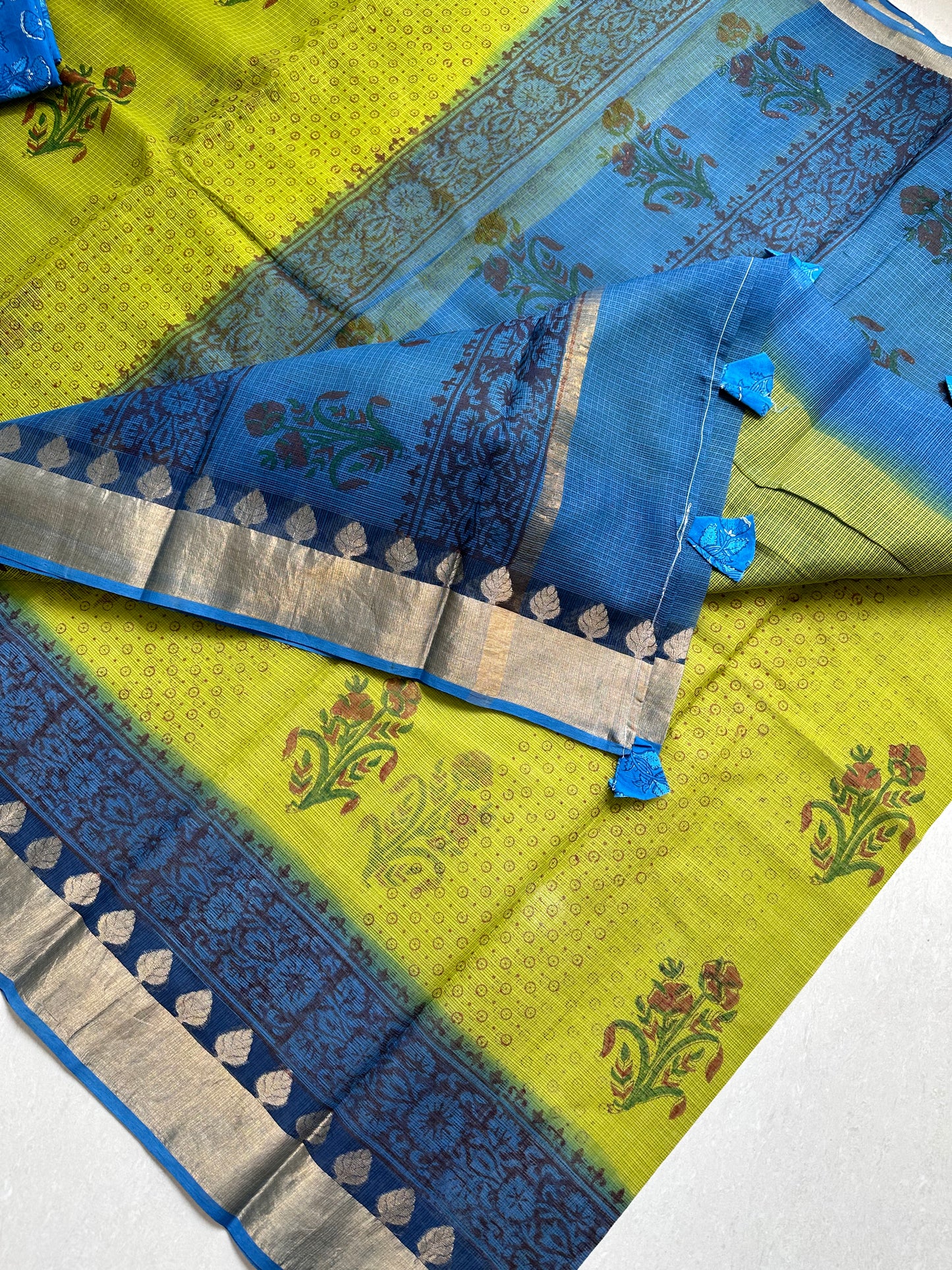 Pure HandBlock Printed Kota Cotton Doria Saree