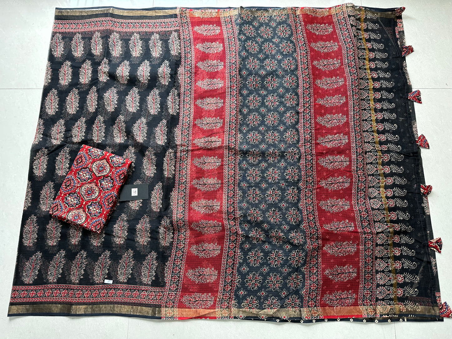 HandBlock Printed Pure Kota Cotton Doria Saree