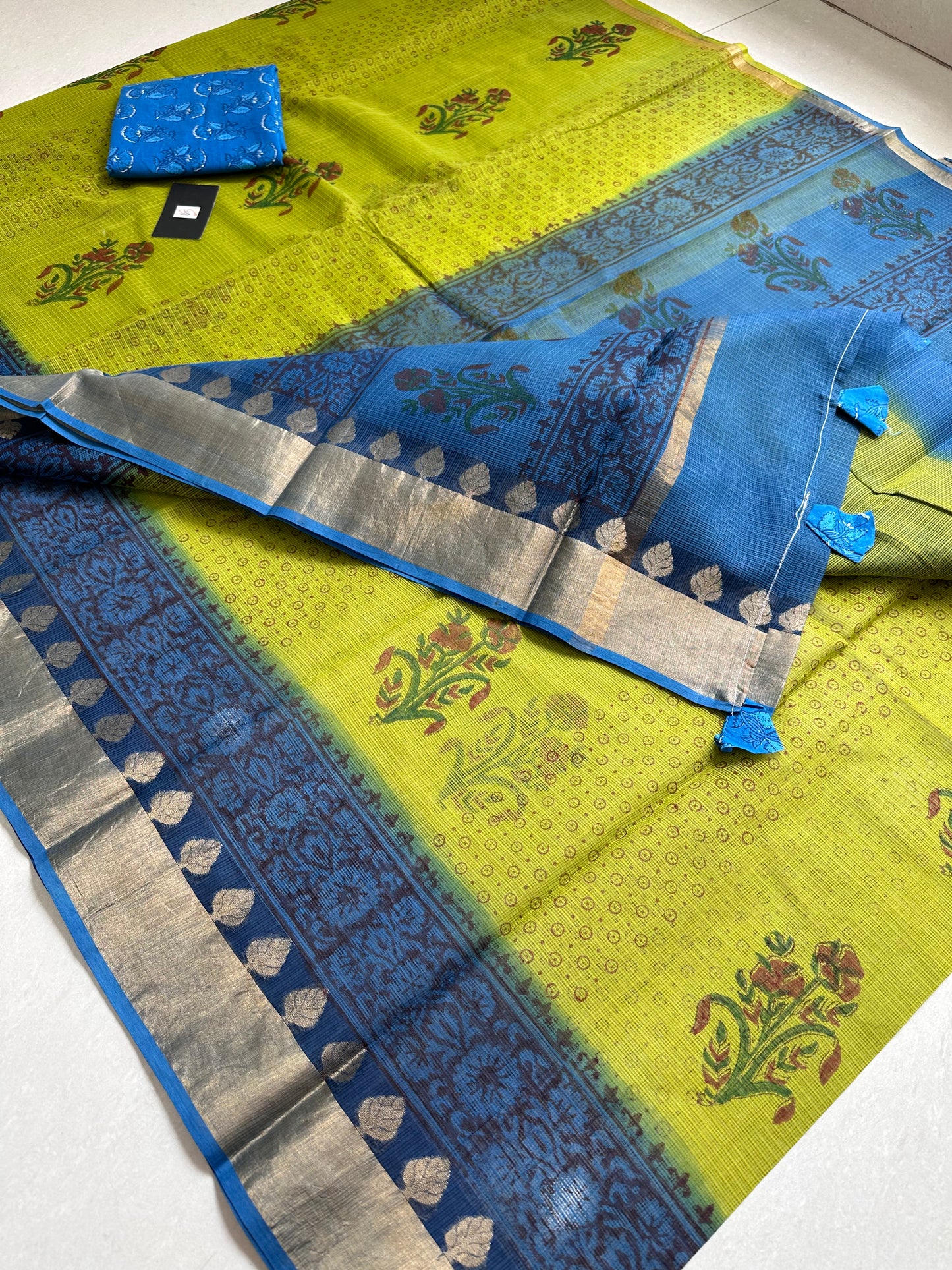 Pure HandBlock Printed Kota Cotton Doria Saree