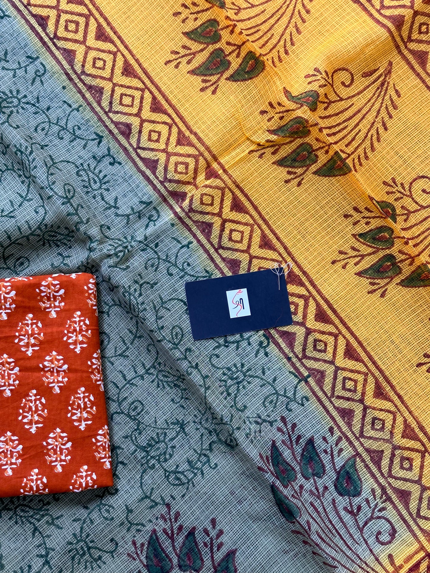 Pure HandBlock Printed Kota Cotton Doria Saree